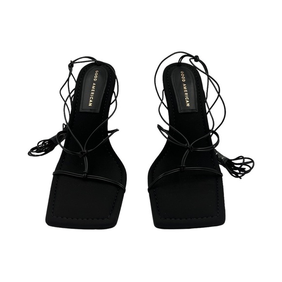 NIB GOOD AMERICAN Cage Slanted Sandals Neoprene Black 8 - Picture 3 of 11
